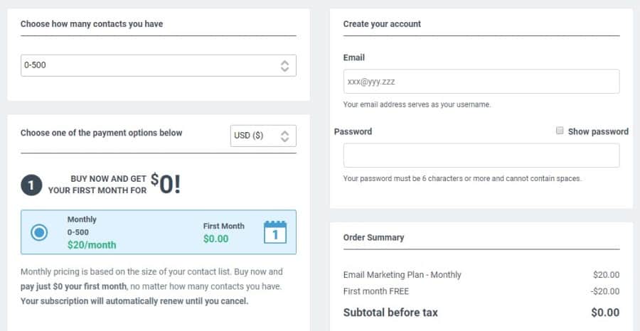 Constant Contact registration